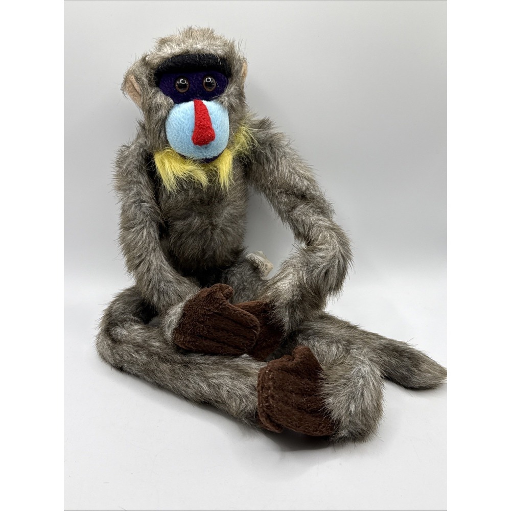 Fiesta SOFT LONG LEGGED‎ GRAY MANDRILL MONKEY 12" Plush STUFFED ANIMAL Toy